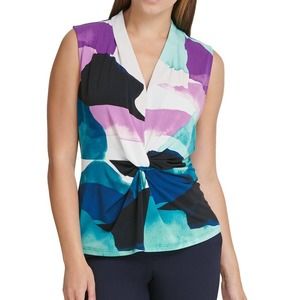 Dkny V-Neck Knotted Twist Top